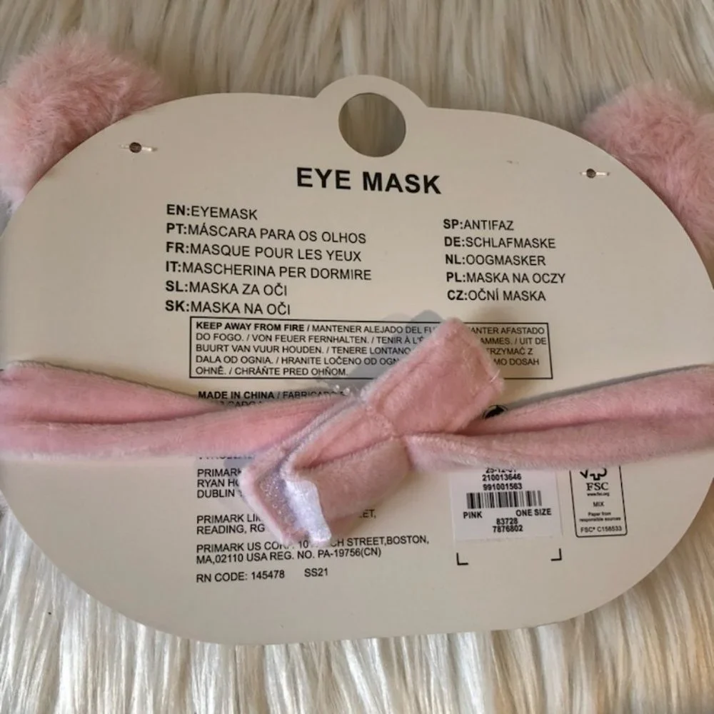 Primark Pink Bunny Eye Mask